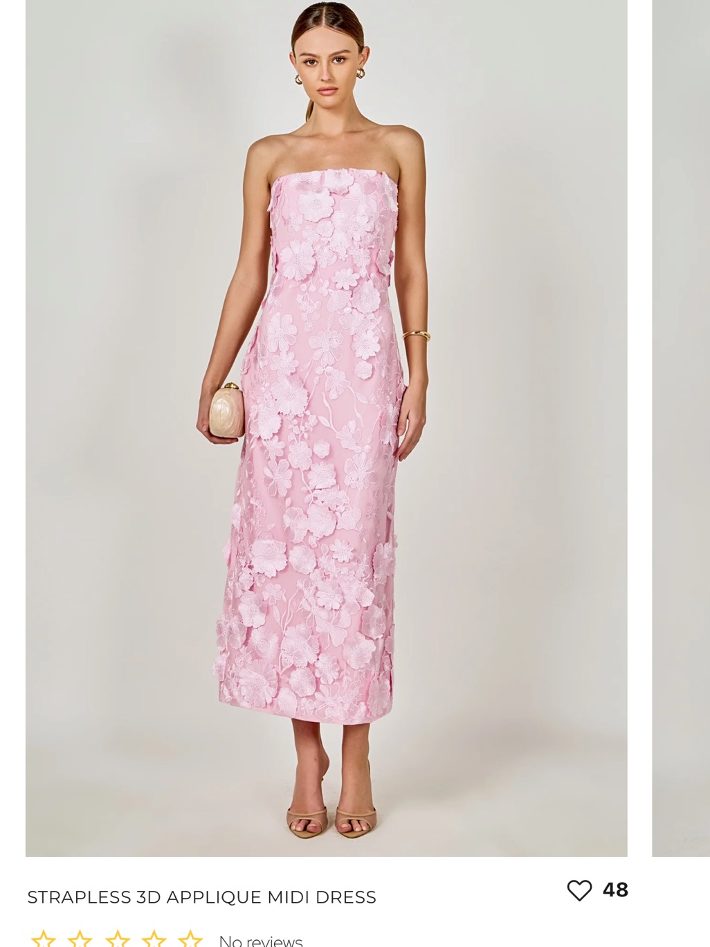 Endless Rose Strapless 3d Applique Midi Dress - Light Pink